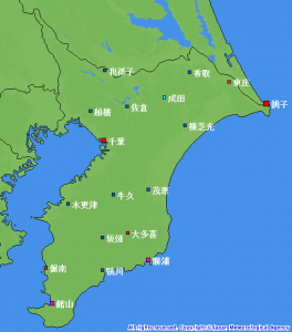 千葉県の「気象観測施設配置図」 (抜粋)