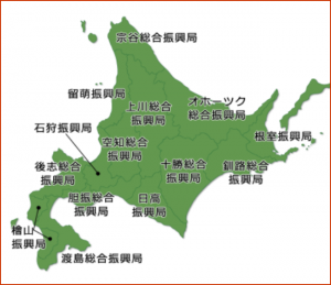 図4：北海道の行政エリア＝総合振興局・振興局