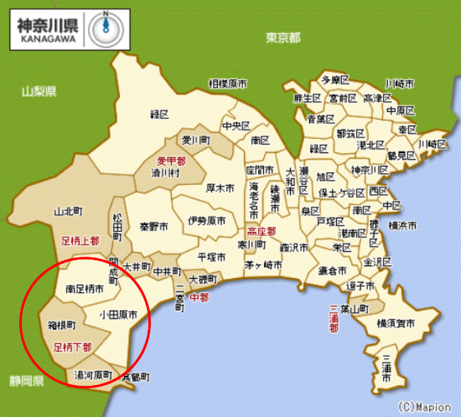 箱根リゾートエリアマップ（神奈川県）