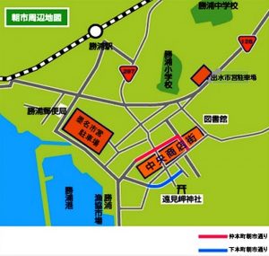 「勝浦朝市」の開催場所マップ