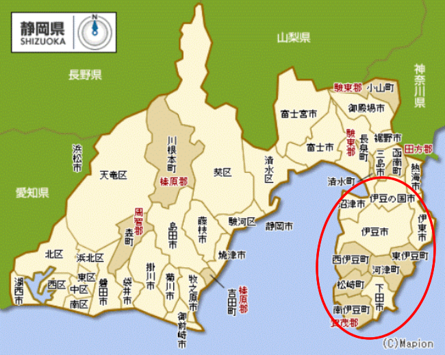 伊豆のリゾートエリアマップ